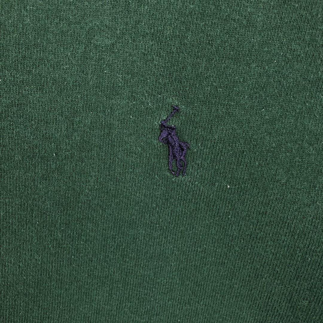 Ralph Lauren POLO by Ralph Lauren Half-Zip Sweatshirt, Made in USA, Men's Size L (approx.) cotton Green type dark green Vintage Second Hand