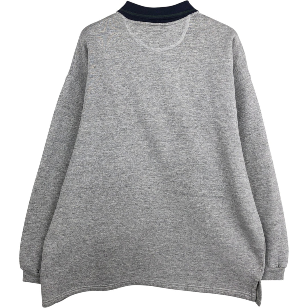 90'S Russell Collared Half-Zip Sweatshirt, Made in USA, Men's XL (approx.), Vintage polyester gray type Vintage Second Hand