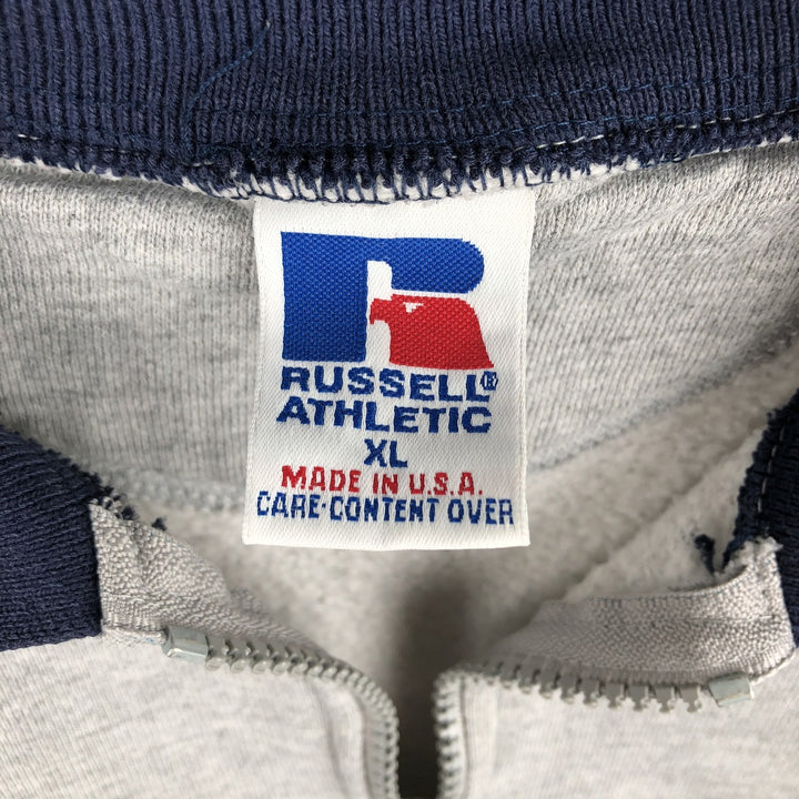 90'S Russell Collared Half-Zip Sweatshirt, Made in USA, Men's XL (approx.), Vintage polyester gray type Vintage Second Hand