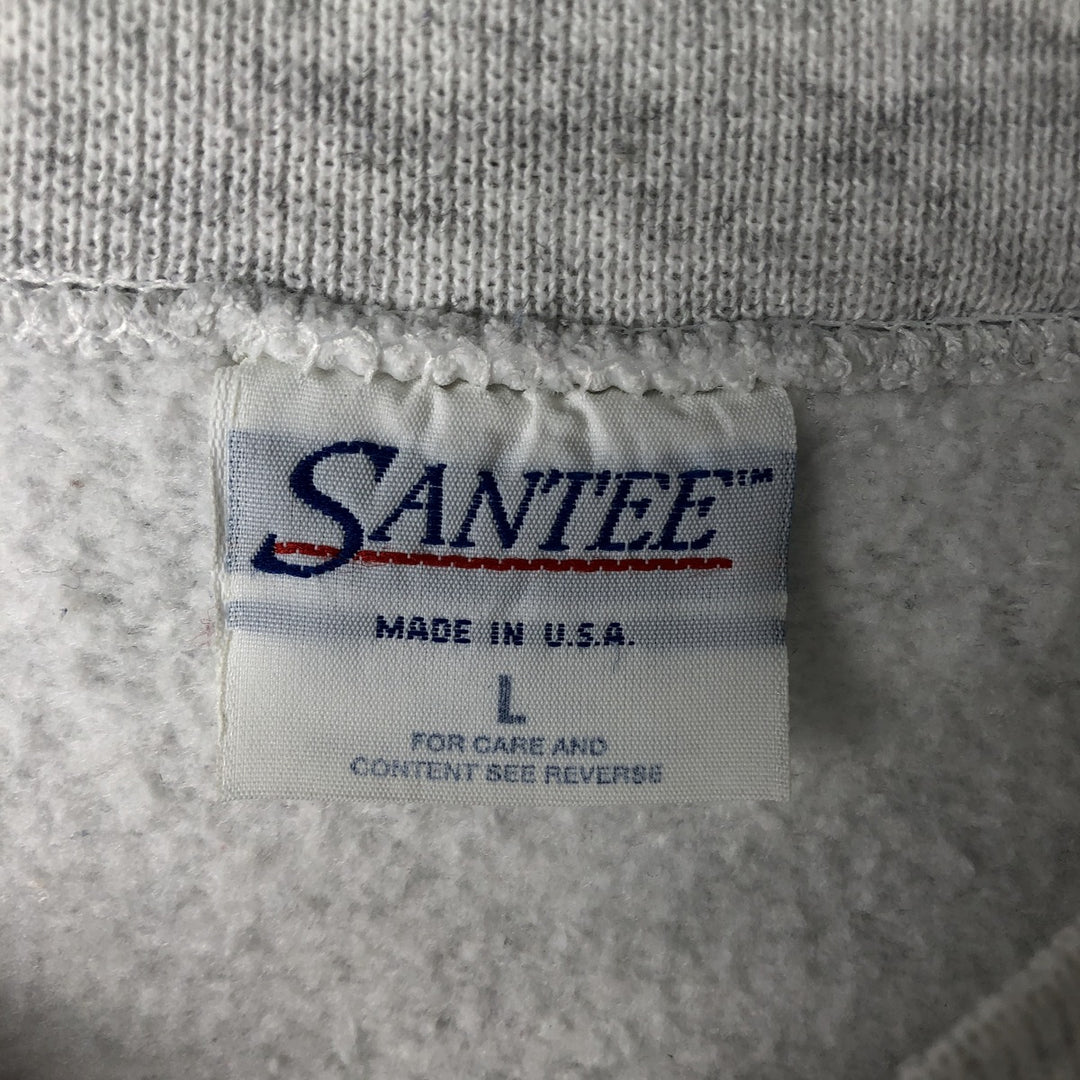 90'S Santee Printed Dog Animal Sweatshirt, Made in USA, Men's Size L (Equivalent), Vintage cotton white type Vintage Second Hand