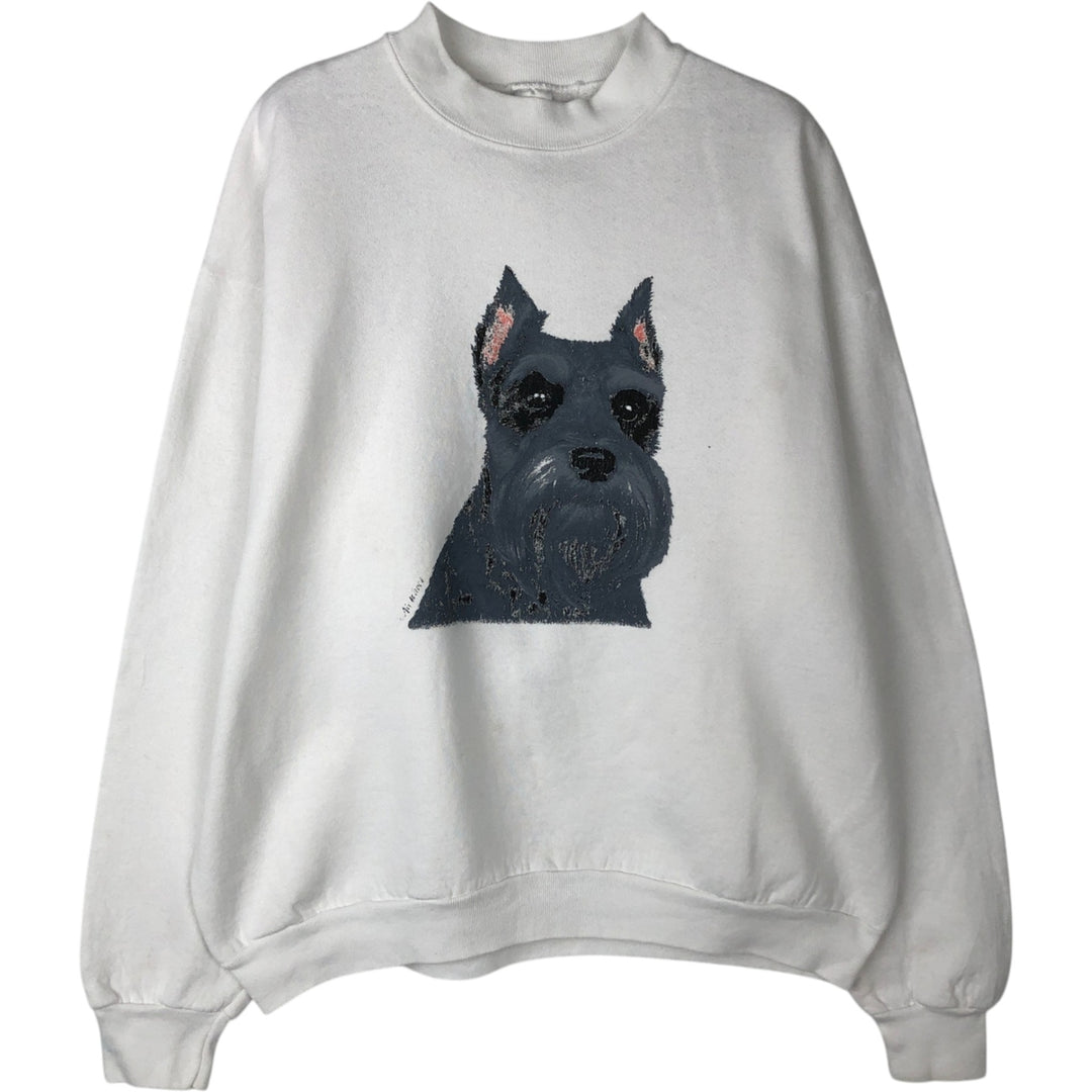 90'S Fruit of the Loom Dog Print Animal Sweatshirt Trainer Made in USA Men's XL Vintage cotton white type Vintage Second Hand