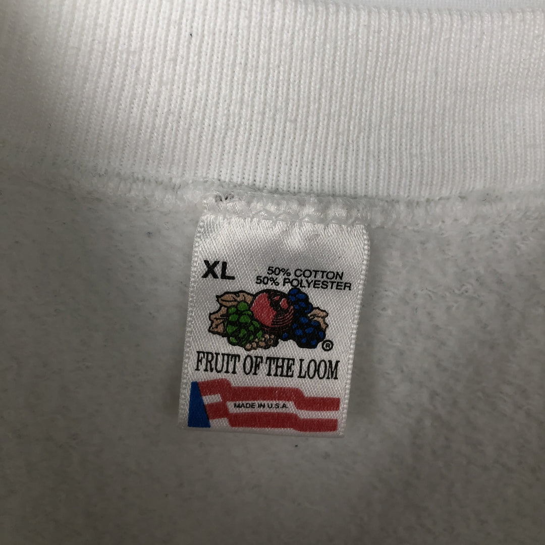 90'S Fruit of the Loom Dog Print Animal Sweatshirt Trainer Made in USA Men's XL Vintage cotton white type Vintage Second Hand