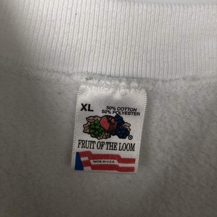 90'S Fruit of the Loom Dog Print Animal Sweatshirt Trainer Made in USA Men's XL Vintage cotton white type Vintage Second Hand