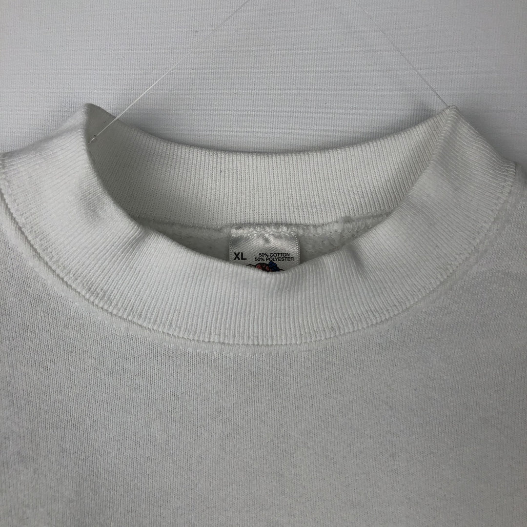 90'S Fruit of the Loom Dog Print Animal Sweatshirt Trainer Made in USA Men's XL Vintage cotton white type Vintage Second Hand