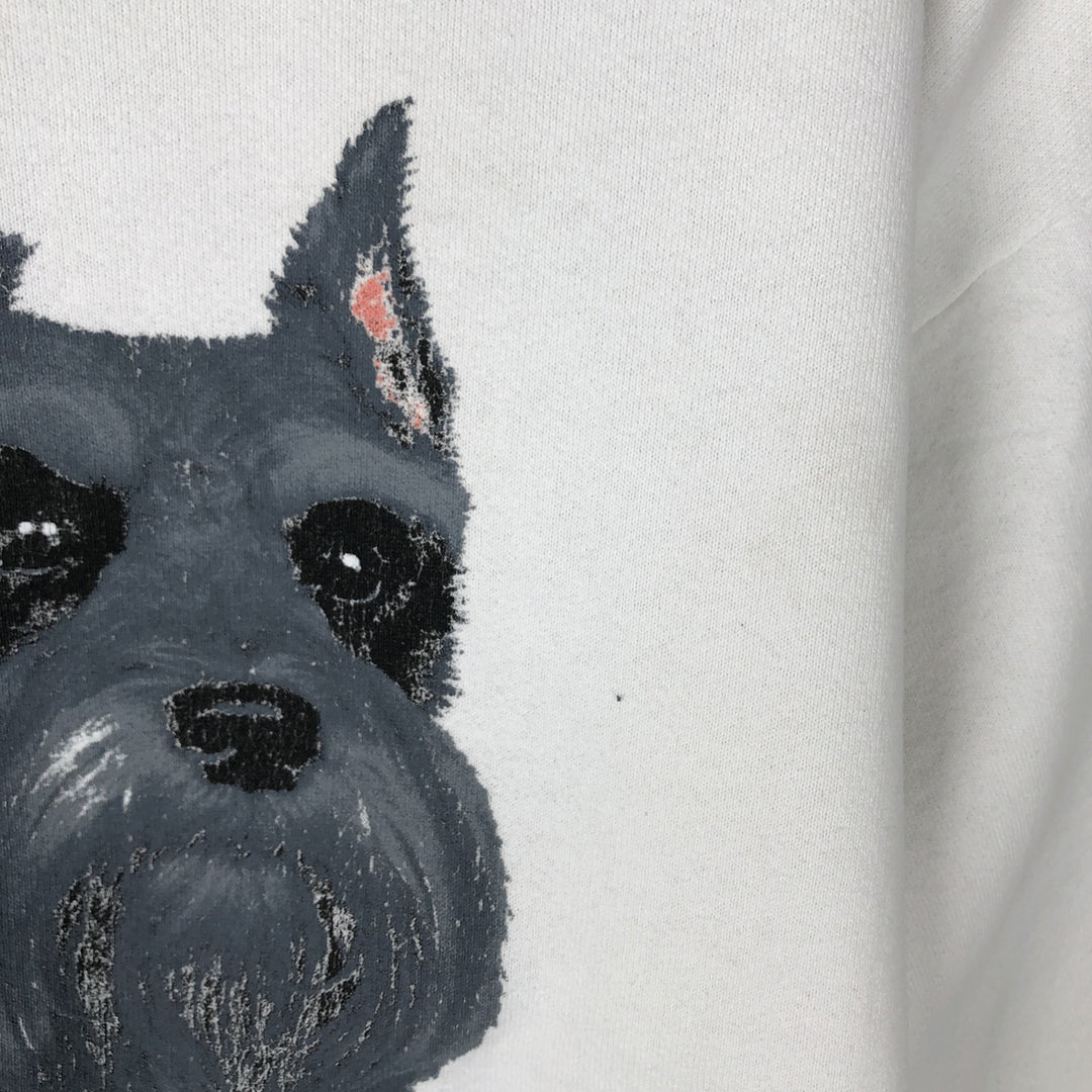 90'S Fruit of the Loom Dog Print Animal Sweatshirt Trainer Made in USA Men's XL Vintage cotton white type Vintage Second Hand