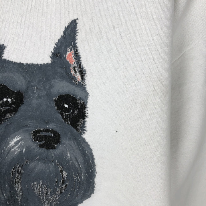 90'S Fruit of the Loom Dog Print Animal Sweatshirt Trainer Made in USA Men's XL Vintage cotton white type Vintage Second Hand