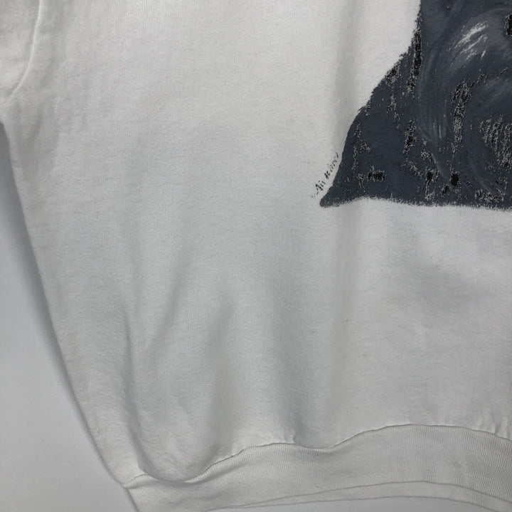 90'S Fruit of the Loom Dog Print Animal Sweatshirt Trainer Made in USA Men's XL Vintage cotton white type Vintage Second Hand
