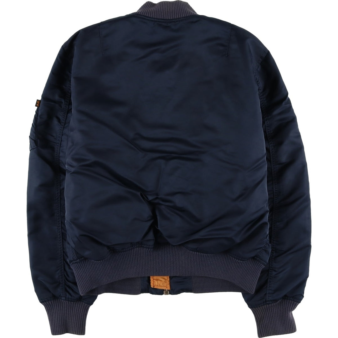 Civilian Alpha MA-1 style padded military flight jacket, men's size L Nylon navy blue type Vintage Second Hand