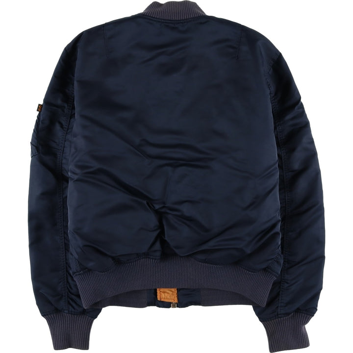 Civilian Alpha MA-1 style padded military flight jacket, men's size L Nylon navy blue type Vintage Second Hand