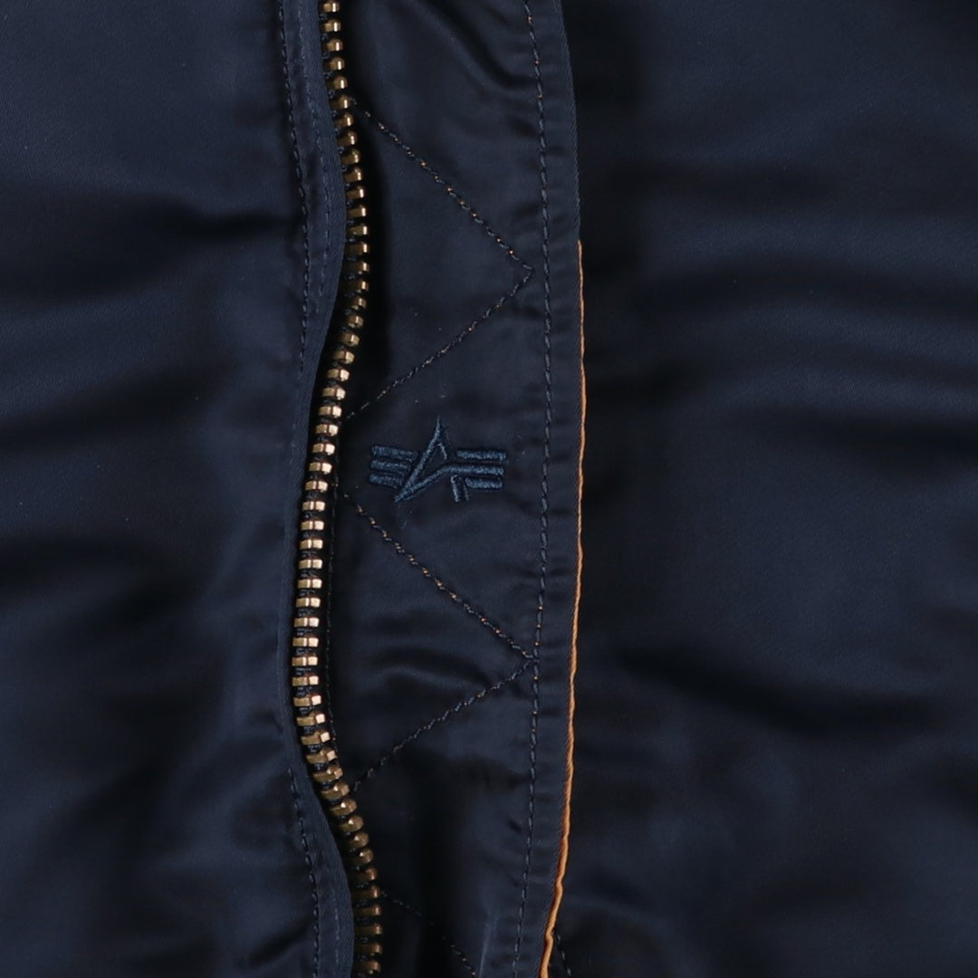 Civilian Alpha MA-1 style padded military flight jacket, men's size L Nylon navy blue type Vintage Second Hand