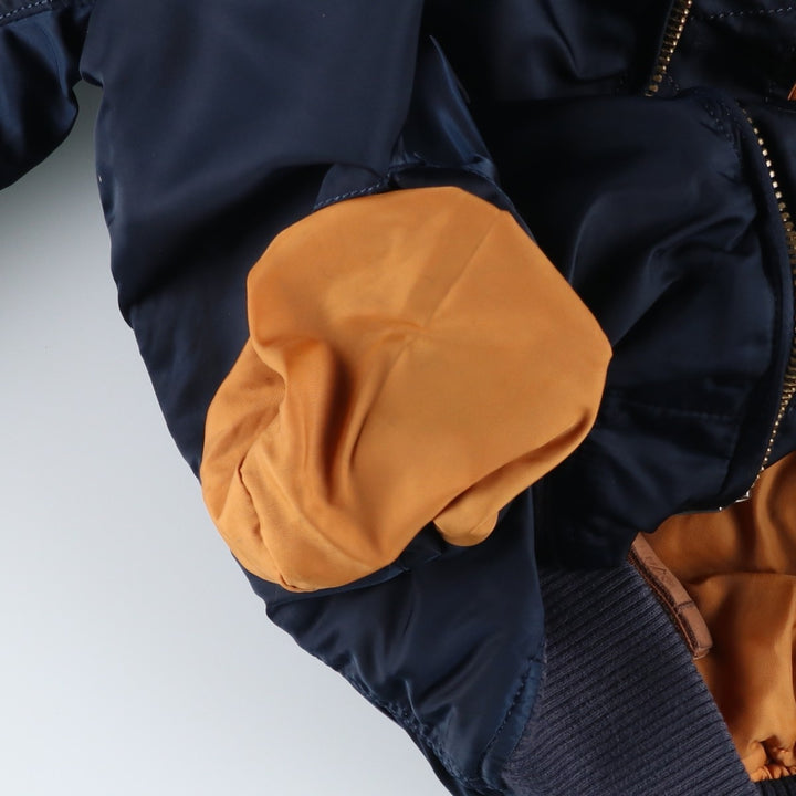 Civilian Alpha MA-1 style padded military flight jacket, men's size L Nylon navy blue type Vintage Second Hand