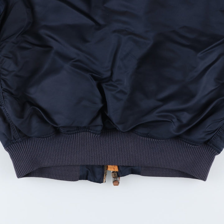 Civilian Alpha MA-1 style padded military flight jacket, men's size L Nylon navy blue type Vintage Second Hand