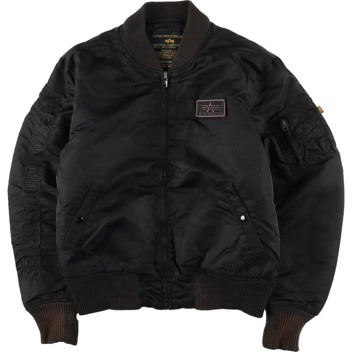 Civilian Alpha MA-1 style padded military flight jacket, men's size L Nylon black type Vintage Second Hand