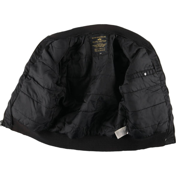 Civilian Alpha MA-1 style padded military flight jacket, men's size L Nylon black type Vintage Second Hand