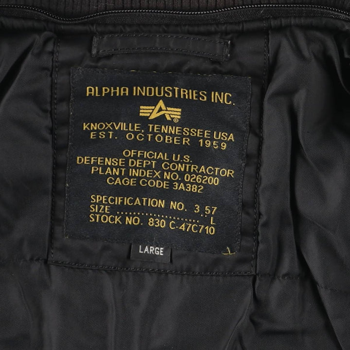 Civilian Alpha MA-1 style padded military flight jacket, men's size L Nylon black type Vintage Second Hand