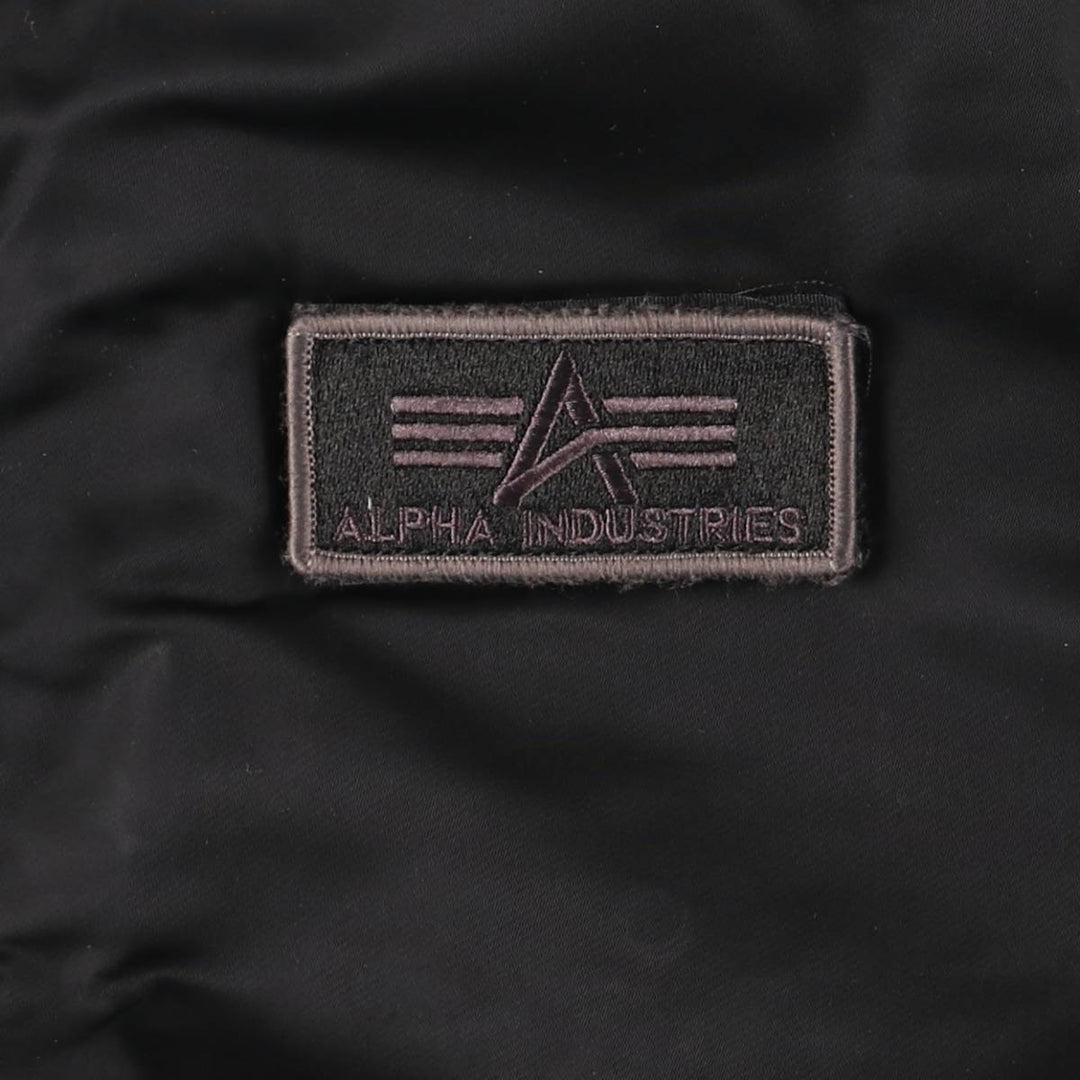 Civilian Alpha MA-1 style padded military flight jacket, men's size L Nylon black type Vintage Second Hand