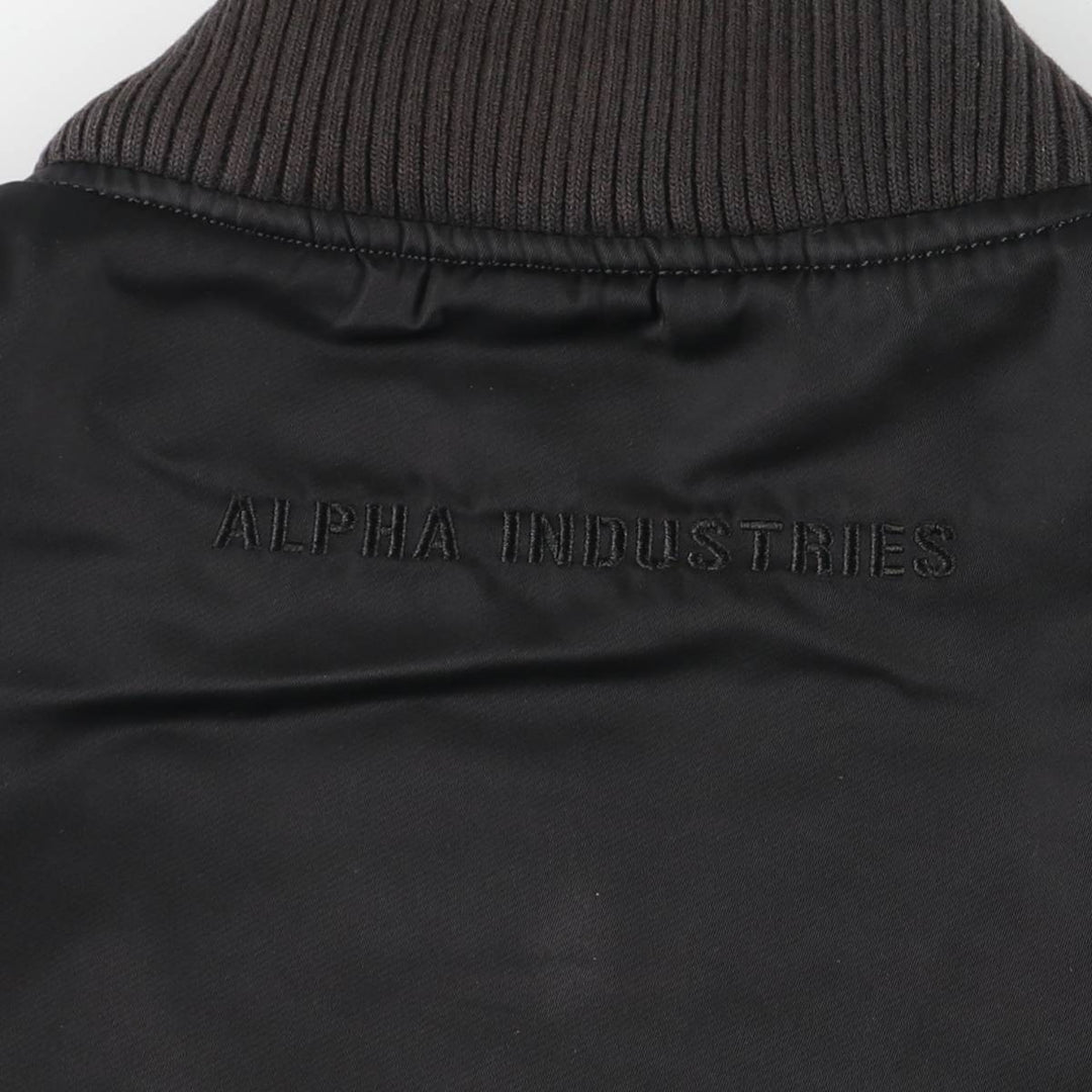 Civilian Alpha MA-1 style padded military flight jacket, men's size L Nylon black type Vintage Second Hand