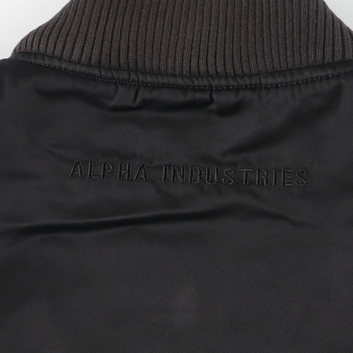 Civilian Alpha MA-1 style padded military flight jacket, men's size L Nylon black type Vintage Second Hand