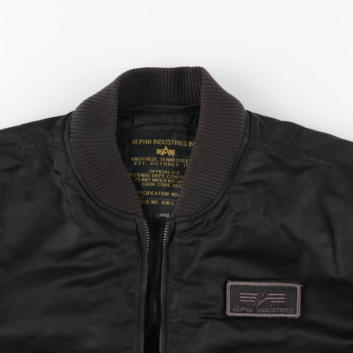 Civilian Alpha MA-1 style padded military flight jacket, men's size L Nylon black type Vintage Second Hand