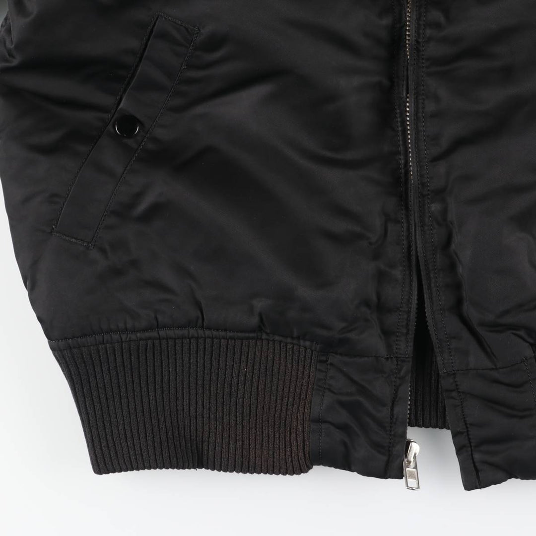 Civilian Alpha MA-1 style padded military flight jacket, men's size L Nylon black type Vintage Second Hand
