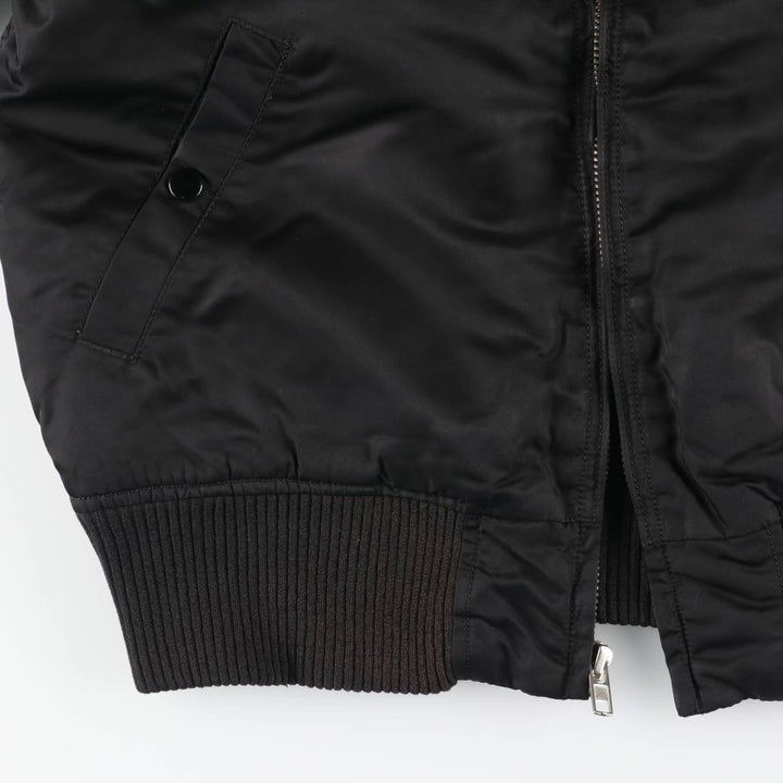 Civilian Alpha MA-1 style padded military flight jacket, men's size L Nylon black type Vintage Second Hand