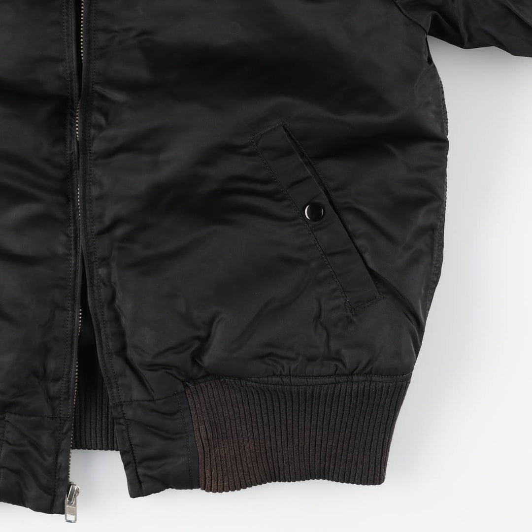 Civilian Alpha MA-1 style padded military flight jacket, men's size L Nylon black type Vintage Second Hand