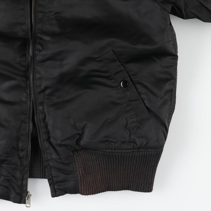 Civilian Alpha MA-1 style padded military flight jacket, men's size L Nylon black type Vintage Second Hand