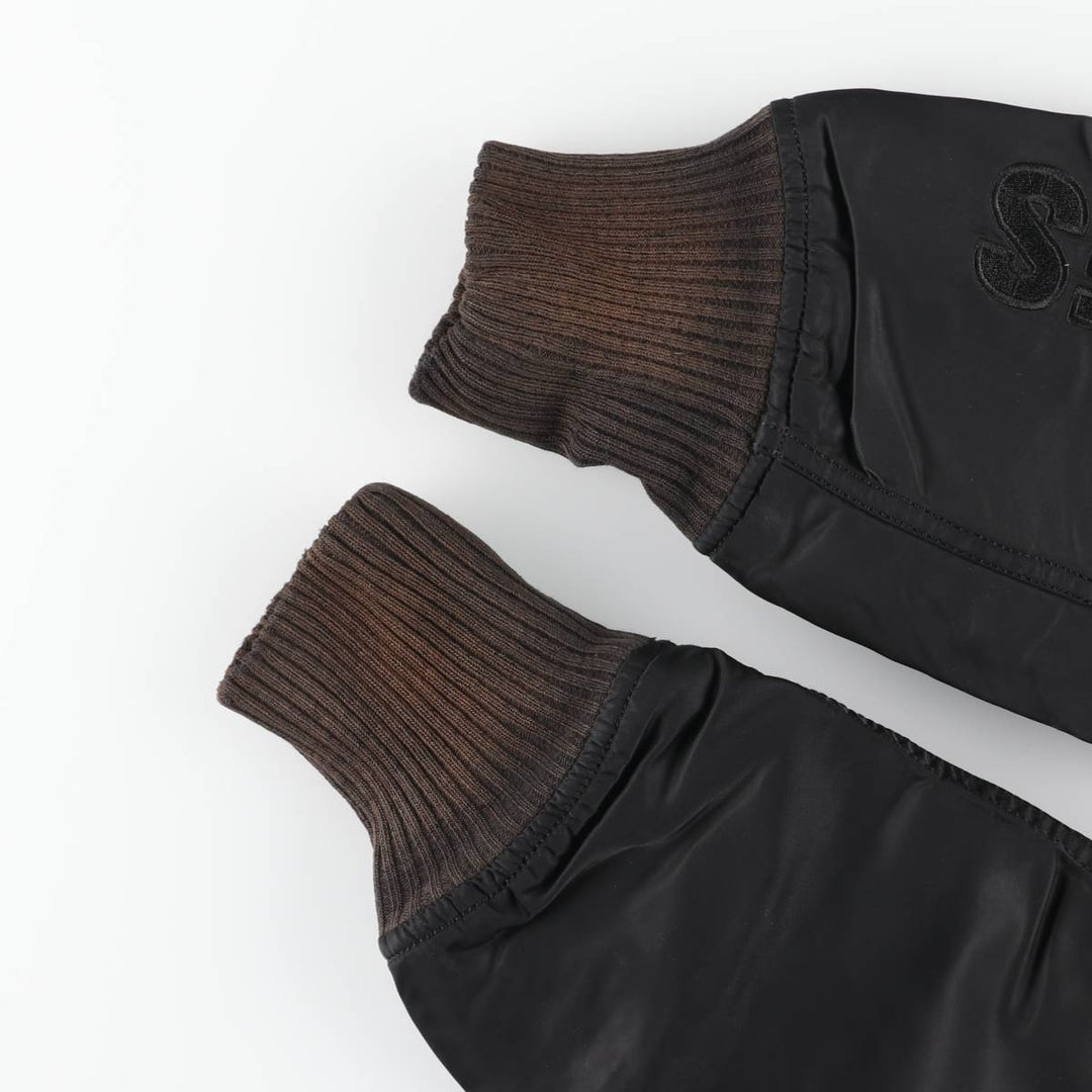 Civilian Alpha MA-1 style padded military flight jacket, men's size L Nylon black type Vintage Second Hand