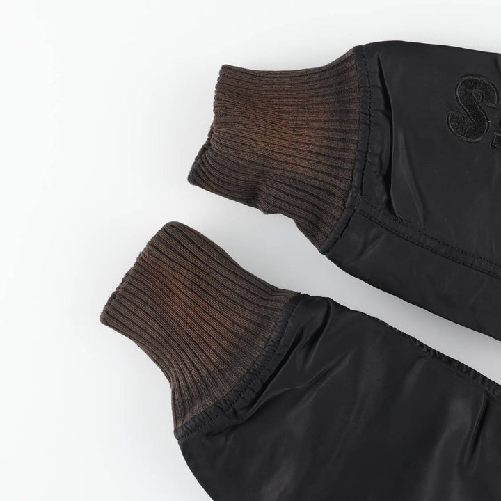 Civilian Alpha MA-1 style padded military flight jacket, men's size L Nylon black type Vintage Second Hand