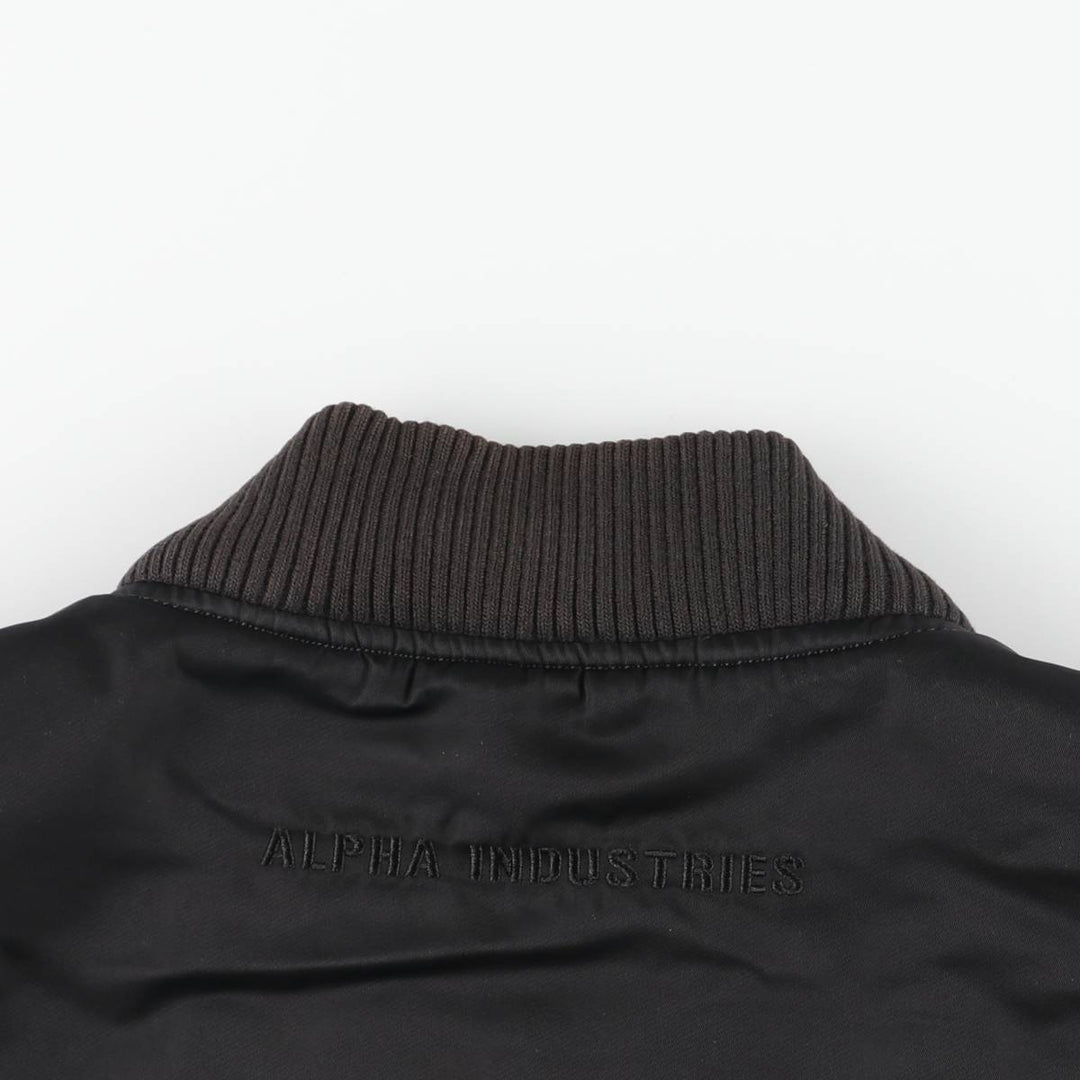 Civilian Alpha MA-1 style padded military flight jacket, men's size L Nylon black type Vintage Second Hand