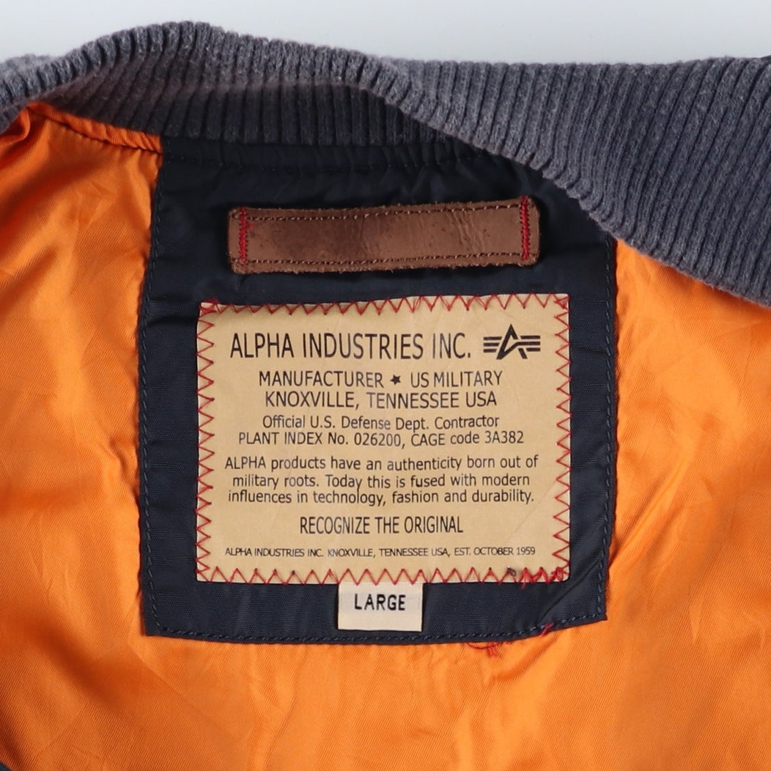 Civilian Alpha MA-1 Military Flight Jacket, Men's Size L Nylon black type Vintage Second Hand