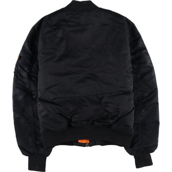 Civilian Alpha MA-1 style padded military flight jacket, men's size L Nylon black type Vintage Second Hand
