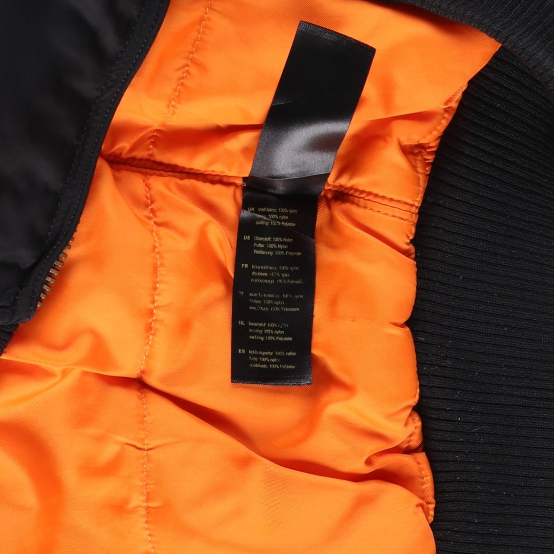 Civilian Alpha MA-1 style padded military flight jacket, men's size L Nylon black type Vintage Second Hand