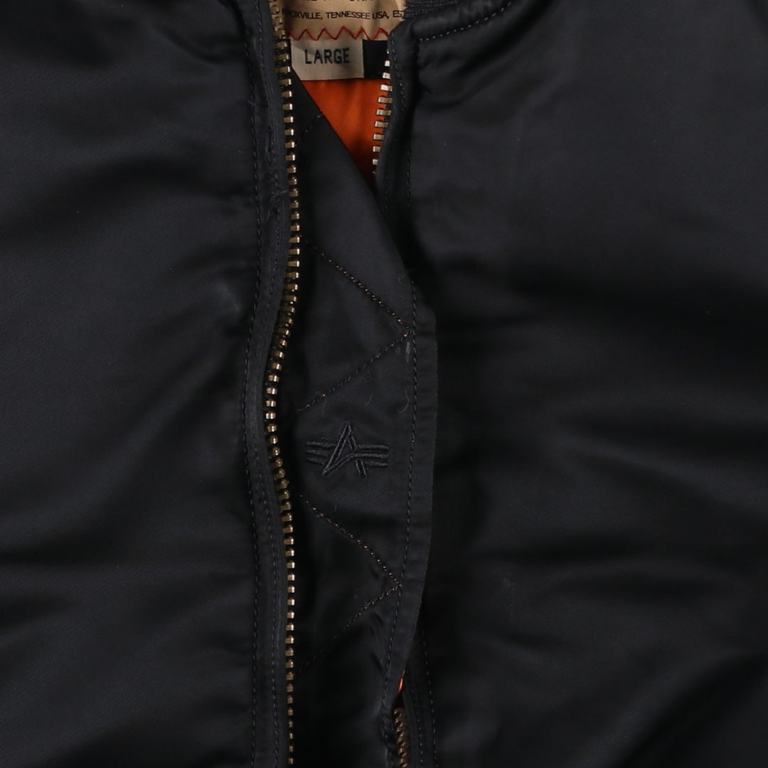 Civilian Alpha MA-1 style padded military flight jacket, men's size L Nylon black type Vintage Second Hand