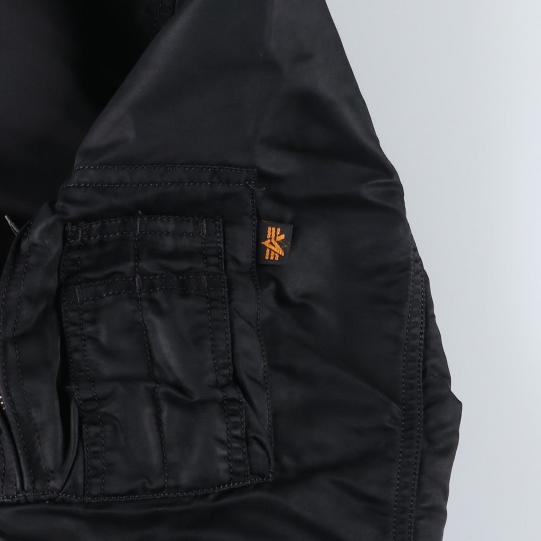 Civilian Alpha MA-1 style padded military flight jacket, men's size L Nylon black type Vintage Second Hand