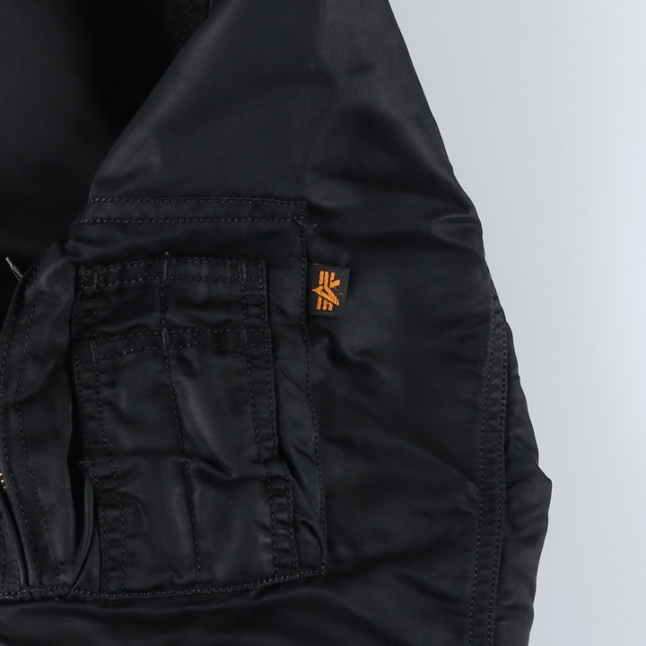 Civilian Alpha MA-1 style padded military flight jacket, men's size L Nylon black type Vintage Second Hand