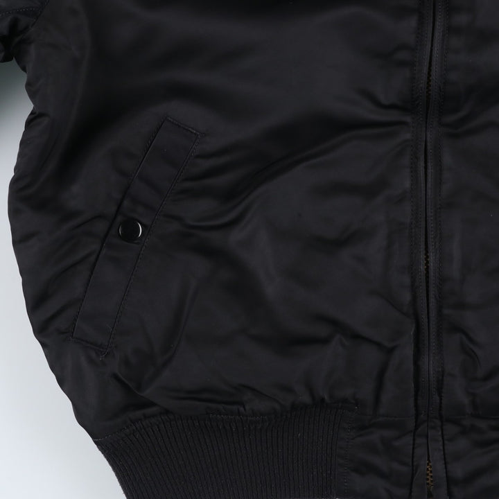 Civilian Alpha MA-1 style padded military flight jacket, men's size L Nylon black type Vintage Second Hand