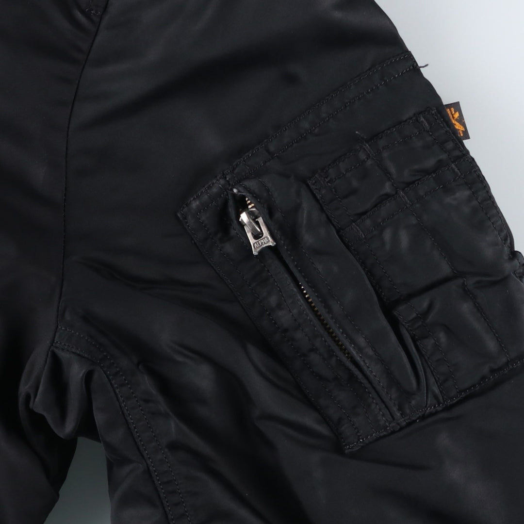 Civilian Alpha MA-1 style padded military flight jacket, men's size L Nylon black type Vintage Second Hand