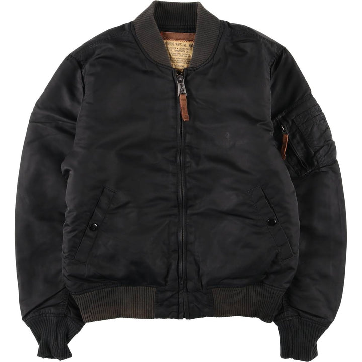 Civilian Alpha MA-1 style padded military flight jacket, men's size M Nylon black type Vintage Second Hand