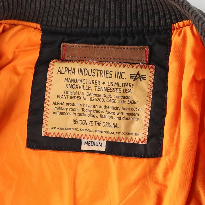 Civilian Alpha MA-1 style padded military flight jacket, men's size M Nylon black type Vintage Second Hand