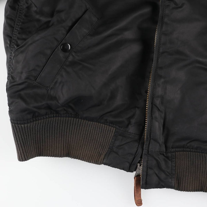 Civilian Alpha MA-1 style padded military flight jacket, men's size M Nylon black type Vintage Second Hand