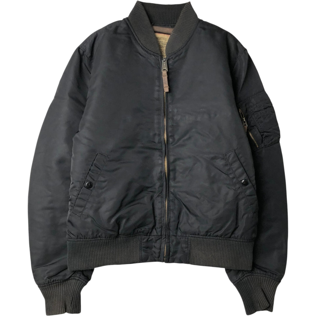 Civilian Alpha MA-1 style padded military flight jacket, men's size L Nylon black type Vintage Second Hand