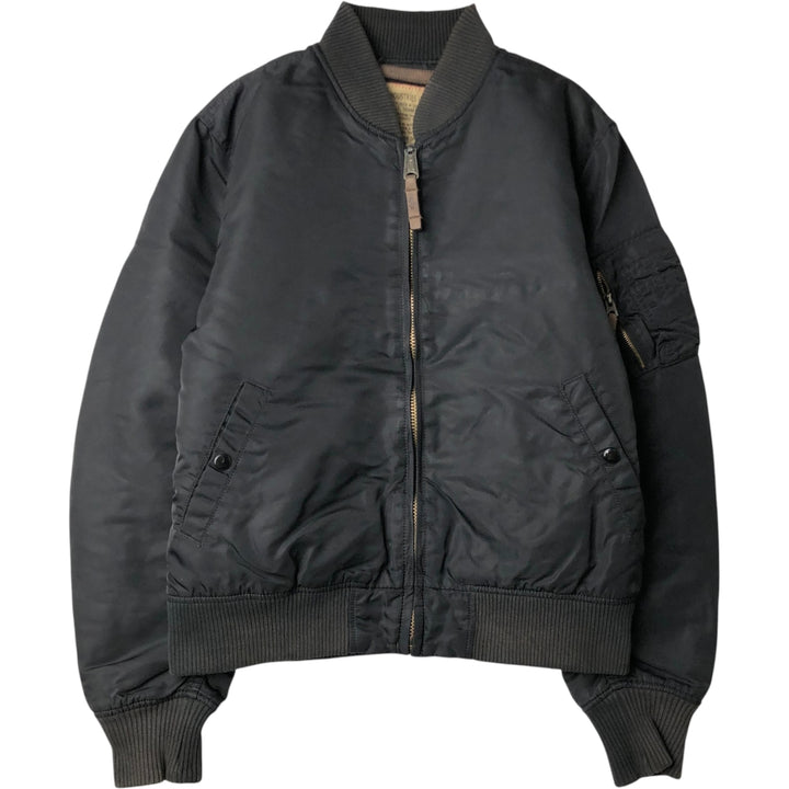 Civilian Alpha MA-1 style padded military flight jacket, men's size L Nylon black type Vintage Second Hand