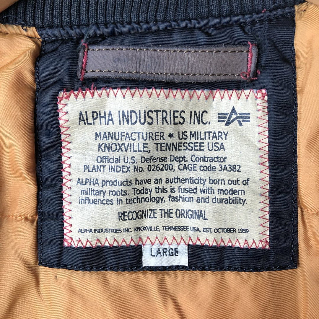 Civilian Alpha MA-1 style padded military flight jacket, men's size L Nylon black type Vintage Second Hand