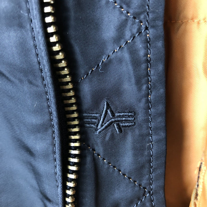 Civilian Alpha MA-1 style padded military flight jacket, men's size L Nylon black type Vintage Second Hand