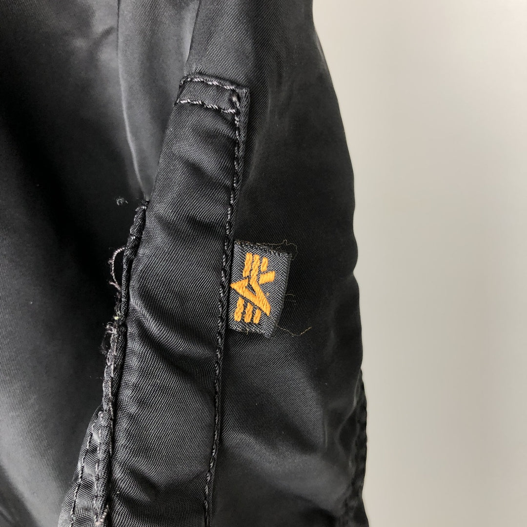 Civilian Alpha MA-1 style padded military flight jacket, men's size L Nylon black type Vintage Second Hand