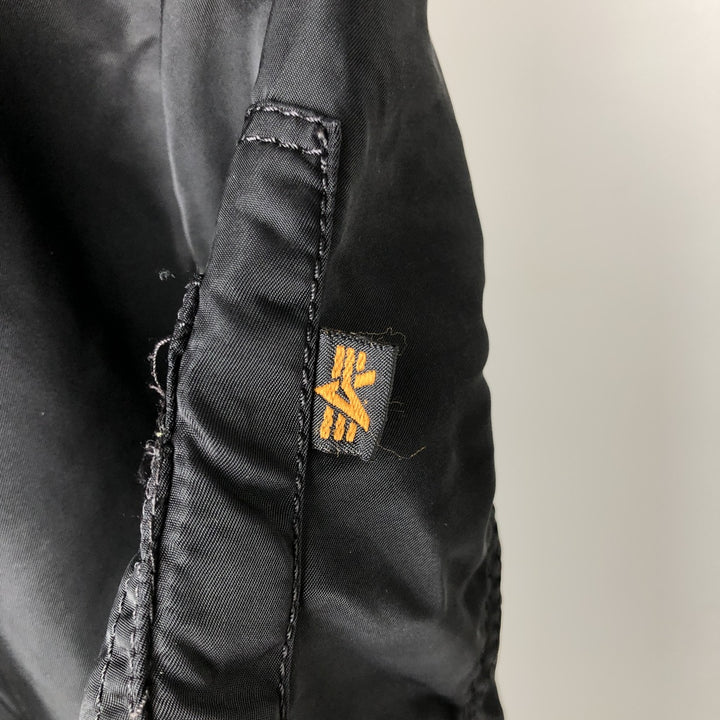 Civilian Alpha MA-1 style padded military flight jacket, men's size L Nylon black type Vintage Second Hand