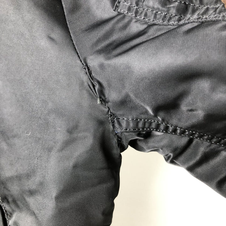 Civilian Alpha MA-1 style padded military flight jacket, men's size L Nylon black type Vintage Second Hand