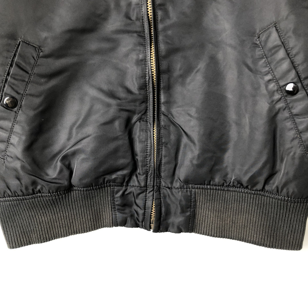 Civilian Alpha MA-1 style padded military flight jacket, men's size L Nylon black type Vintage Second Hand