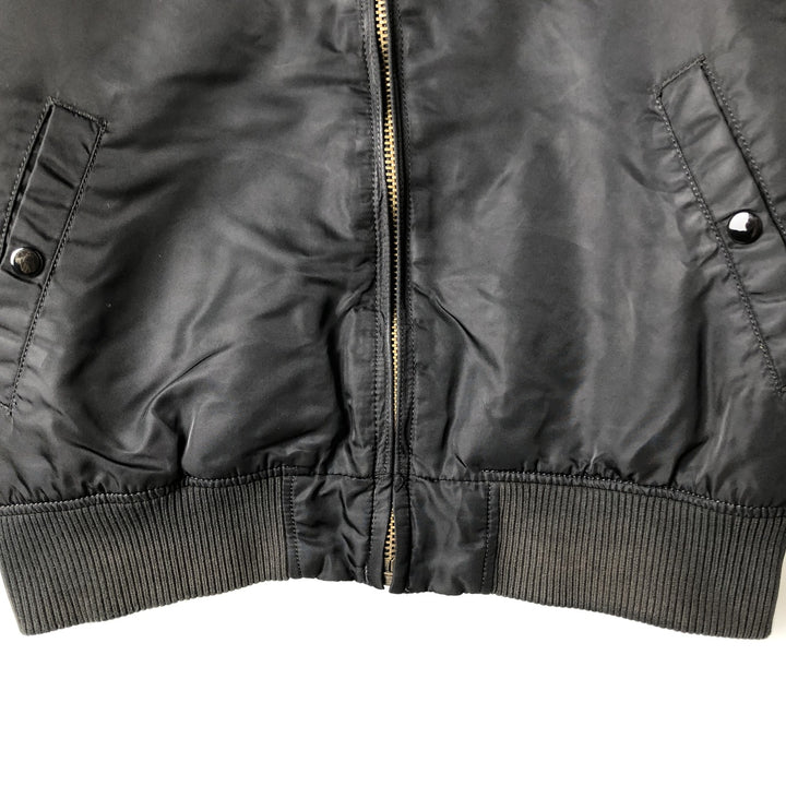 Civilian Alpha MA-1 style padded military flight jacket, men's size L Nylon black type Vintage Second Hand
